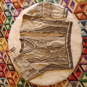 Vintage Coogi Australia 100% Cotton Earth Tone Texture Knit Grandpa Sweater